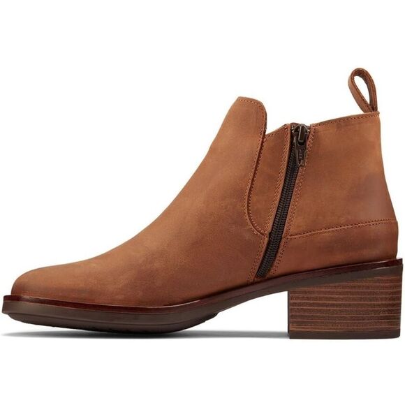 CLARKS women's memi zip ankle boot in dark tan - Picture 3 of 10